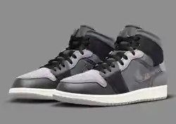 SHOE NAME: Nike Air Jordan 1 Mid Craft SE Inside Out Shoes STYLE NUMBER: DM9652-001 COLOR: Black, Gray, Orange US MENS...