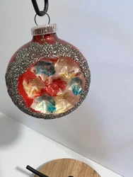 3 VINTAGE GLASS CHRISTMAS TREE ORNAMENT WEST GERMANY INDENT REFLECTOR.