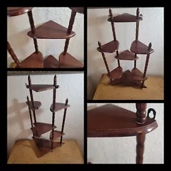 Vtg Knick Knack Curio 7 Tier Wooden Spindles Corner Hanging Shelf Display. This is in great condition with minimal...