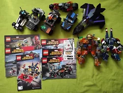 Lot de véhicules Lego Marvel Occasion, très bon état, les véhicules et méchas sont complets + stickers +...