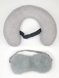 Neck Pillow & Eye Mask. Pre-Owned Great Condition The Pillow Is Lightly Spotted. Color Gray. 2 Piece Set.