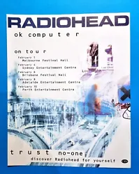 1 Page Magazine Radiohead Concert Tour Dates Promo Print Ad. when Radiohead toured Australia. Perfect To Add to or...