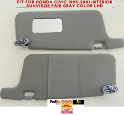 2 PIECES FOR LEFT AND RIGHT for LHD CARS. HONDA CIVIC 1996-2000. INTERIOR SUN VISOR RIGHT-LEFT. Gray COLOR UNPERFORATED...