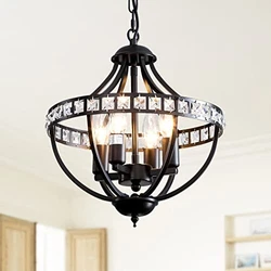 ☀Height Adjustable：This black crystal chandelier is adaptable for sloped, hanging and flat ceiling. ☀ Dimmable:...