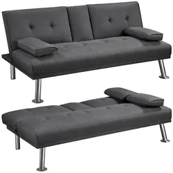 【Clever 3-in-1 Sofa Bed】If youre tight on space, this upholstered futon sofa is your pick. It combines 3 pieces of...