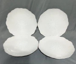 Set of 4 Pfaltzgraff French Lace White salad / Luncheon Plates approx 8 1/2