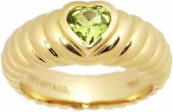 TIFFANY&Co. Ring Friendship Heart 750 K18YG Yellow Gold Peridot Authentic.