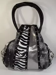 Gorgeous Satchel Handbag with Faux Leather Zebra Snake Alligator Animal Print.