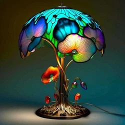 [【Colored Resin desk lamp] When the lamp is turned on (with three built-in button cell, no need to plug in), the...
