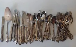 Vintage Oneida Community Plate Silverware Silver Flatwear Set 71 Pieces. Pieces consist of: cheese knife and cake...