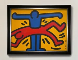 KEITH HARING PAINTING. Here is a wonderful Keith Haring painting on small canvas. great composition and image of a...
