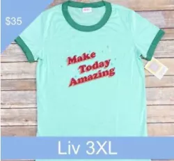 BNWT LuLaRoe 3xl Liv green mint “make today amazing” . Condition is New with tags. Shipped with USPS Priority Mail.