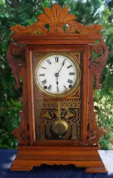 Antique 1880s - 90s Era Ingraham Gingerbread Mantle Clock. SUPERB example. Features - VERY clean - Has a pendulum but...