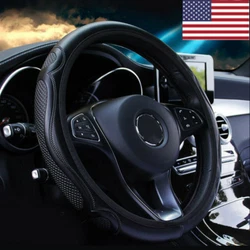 Black Car Steering Wheel Cover. 1 x Steering wheel cover. Material： Faux leather. Color: Black (As Pictures Show)....