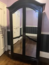 Antique French Double Armoire with Mirrored Doors Carved Wardrobe. Shipped with USPS Priority Mail.