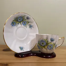 Royal Prince Blue Aster Flower Tea Cup ＆Saucer Set. No chips or cracks.