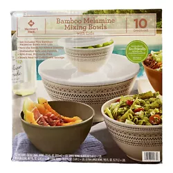 Our Members Mark Melamine Mixing Bowls are crafted from environmentally friendly material that blends renewable powder...