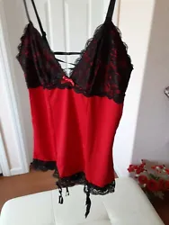 Women Rene Rofe Lingerie SizeM/L Strappy Lace Body SEXY Panty Color RED/BLACK.. Shipped with USPS First Class.