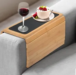 Bamboos Sofa Armrest Tray, Universal Couch Sofa Arm Table, Sofa Armrest Protector, Adjustable and Foldable Sofa Handy...