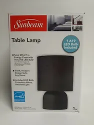 -New- Sunbeam Modern Black Table Lamp with Energy Saving LED Bulb Included..