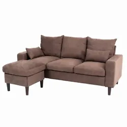 You can place it on the left or right side. 3 SEATER WITH FOOTSTOOL OTTOMAN, FREE 2 SMALL PILLOWS. Color: Black/ Grey/...