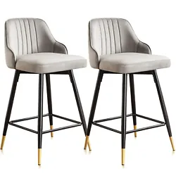 25” Swivel Counter Height Bar Stools Set of 2 Velvet Bar Stool with Low Back and Footrest. Swivel Counter Stools for...