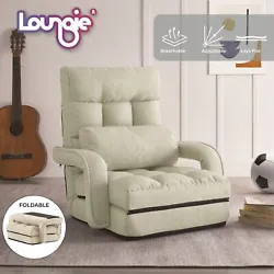 Experience a new level of comfort with this modern and stylish linen recliner chair with back support pillow and 5...