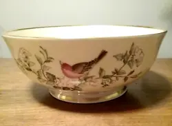 Lenox China Serenade Collection Large Bowl. With Birds & Flowers design and 24K Gold Trim. 8 3/4