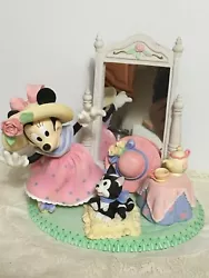 Vintage Disney Store Minnie Mouse Figurine with her cat Figaro ~ Playing Dress Up and having a Tea Party - Very RARE. ...