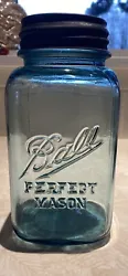 Square, ball blue, Ball perfect mason quart fruit jar. Dropped a style that dates from 1913-23, so 100 plus year old...