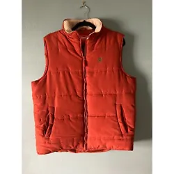 Coleman mens orange zippered puffer vest size large Material poly Measures 24