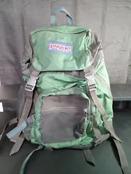 Vintage Jansport Backpack Day Pack Side Zips Drawstring Buckle Forest Green USA.  This vintage Jansport drawstring...