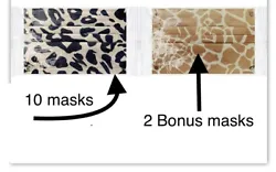 12 PCS Kids Children Animal Print 3-Ply Disposable Face Mask Earloop Mouth Cover. Cheetah and Giraffe!
