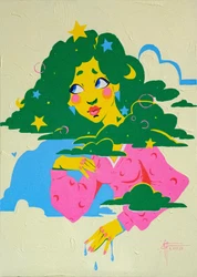 The backsides and boardes of the artwork are painted with suitable acrylic color. 100% hand-painted canvas art....