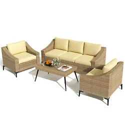 Versatile Design: The set includes an Outdoor Sectional Sofa, PE Rattan Wicker Outside Couch with Table and Cushions....