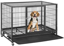 This cages wheel can are locked. This kennel is easy to use with the wheels, front door and top entrance. Very nice...