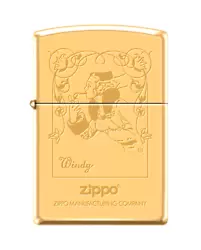 Item 99548. Zippo Windproof Lighter With Engraved Filigree Windy and Zippo Logo. Zippo item Windy Girl. Orange security...