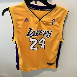 Adidas LA LAKERS KOBE BRYANT #24 JERSEY YOUTH SIZE Lexcellent conditiongreat collectors item
