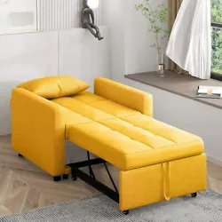Color: Yellow This chair bed sleepers can be easily and quickly converted from a chair to a lounger or a bed. And this...