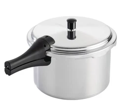 The cooker features sturdy aluminum construction for fast and even heating, and a gasket inside the lid to ensure...