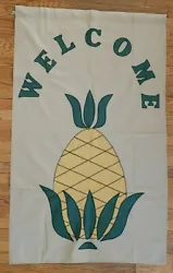 Welcome Decorative Flag / banner 56x34 pineapple Hawaii handmade.  Very good condition, minimal signs of storage wear....