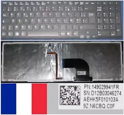 Modèle: AEHK5F010103A. VAIO SVE15 SVE-15 SVE 15 Series. CLAVIER AZERTY FRANÇAIS -NEUF Pour FRENCH AZERTY KEYBOARD -...