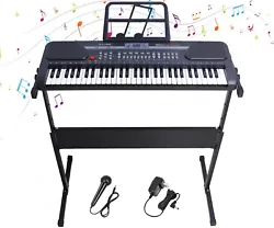 61 Key piano keyboard w/ Stand. ♫【Microphone FUNCTION 】: Play and sing along to the music w/ the included wired...