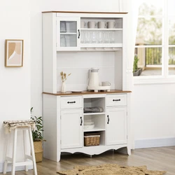 Space always seems precious in the kitchen, so solve that problem with our kitchen buffet and hutch from HOMCOM. ●...