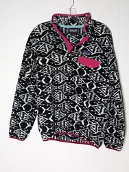 Womens PATAGONIA Fish Aztec Tribal Snap T Pullover Fleece Synchilla Sweater XS.