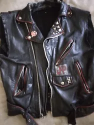 Vintage Distressed Leather Jacket Vest Biker, Punk Hc. This jacket is Vintage meaning not new it is very well well worn...
