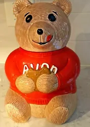 In 1979 Avon made this cookie jar bear for its dealers. Since the jar was not mass produced for the public it is rare....