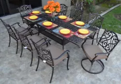 1 Dining expandable table with umbrella hole. 6 Dining chairs. Can be easily used for both indoor and outdoor...