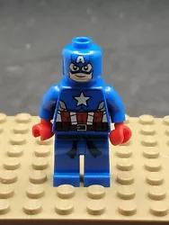 Lego Marvel Super Heroes Minifigure Captain America Blue Suit Brown Belt 76017!.