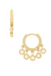 These adorable Five and Two Zoey Huggie Hoop Opal Multi Charm Earrings in 14k Gold Plated will be you go-to accessory....
